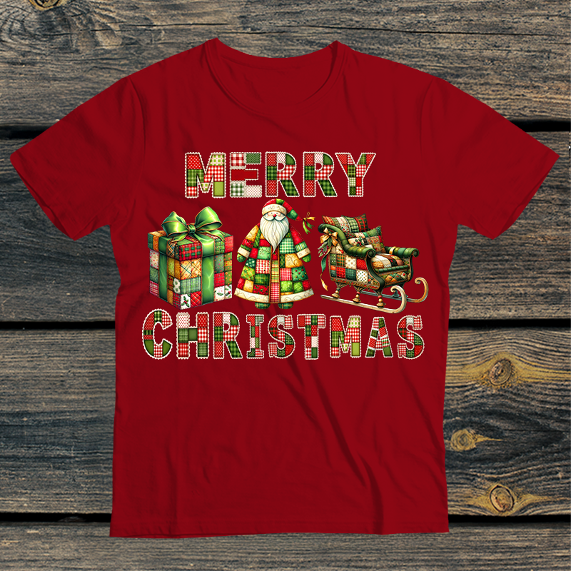 Faux quilted Santa's sleigh dtf