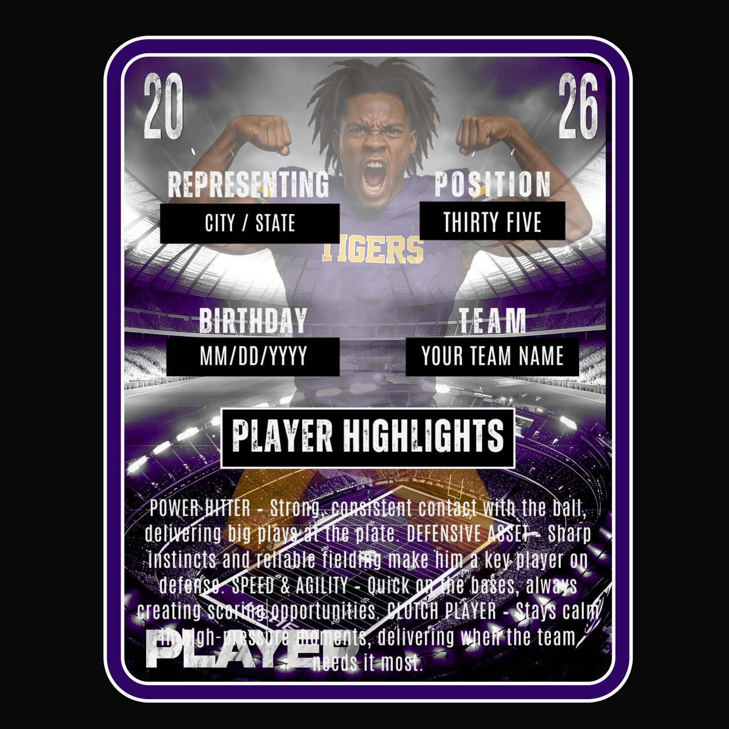 PLAYER TRADING CARD TEMPLATE