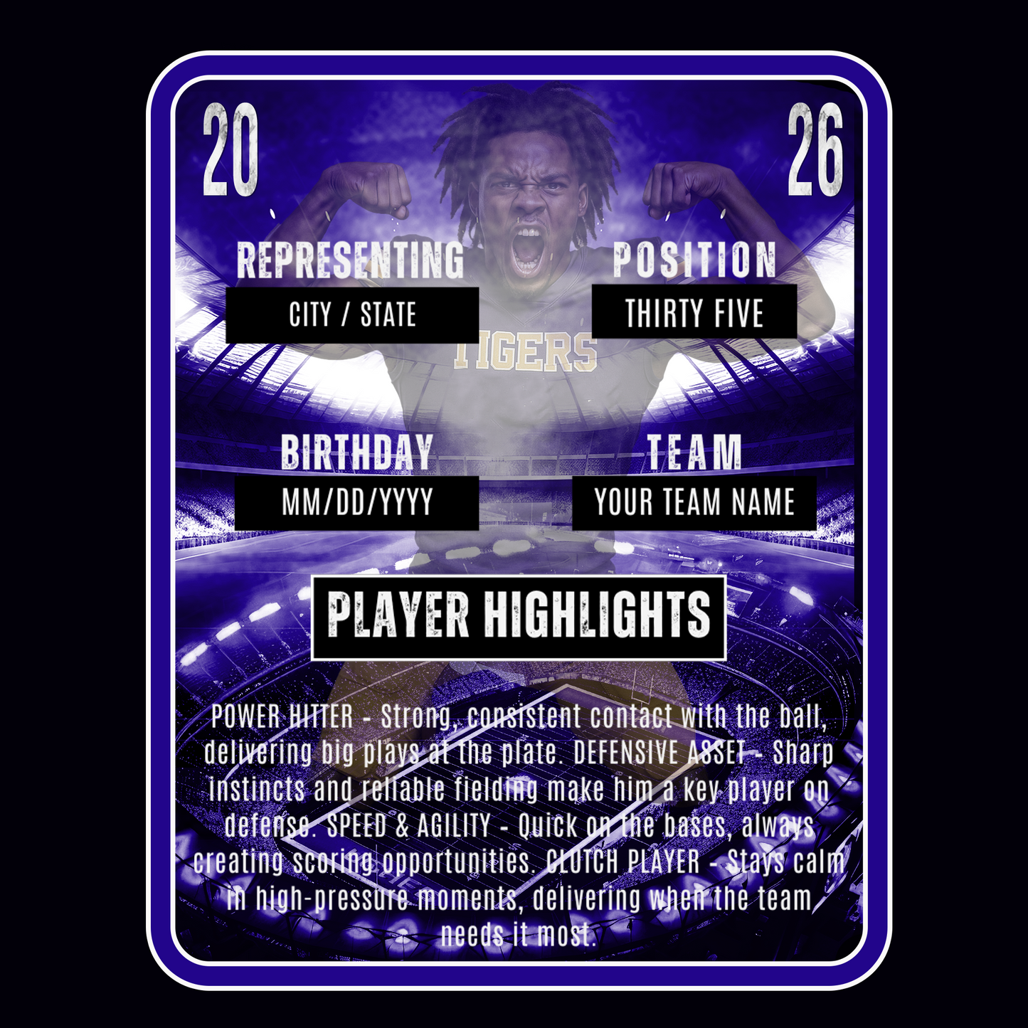 PLAYER TRADING CARD TEMPLATE