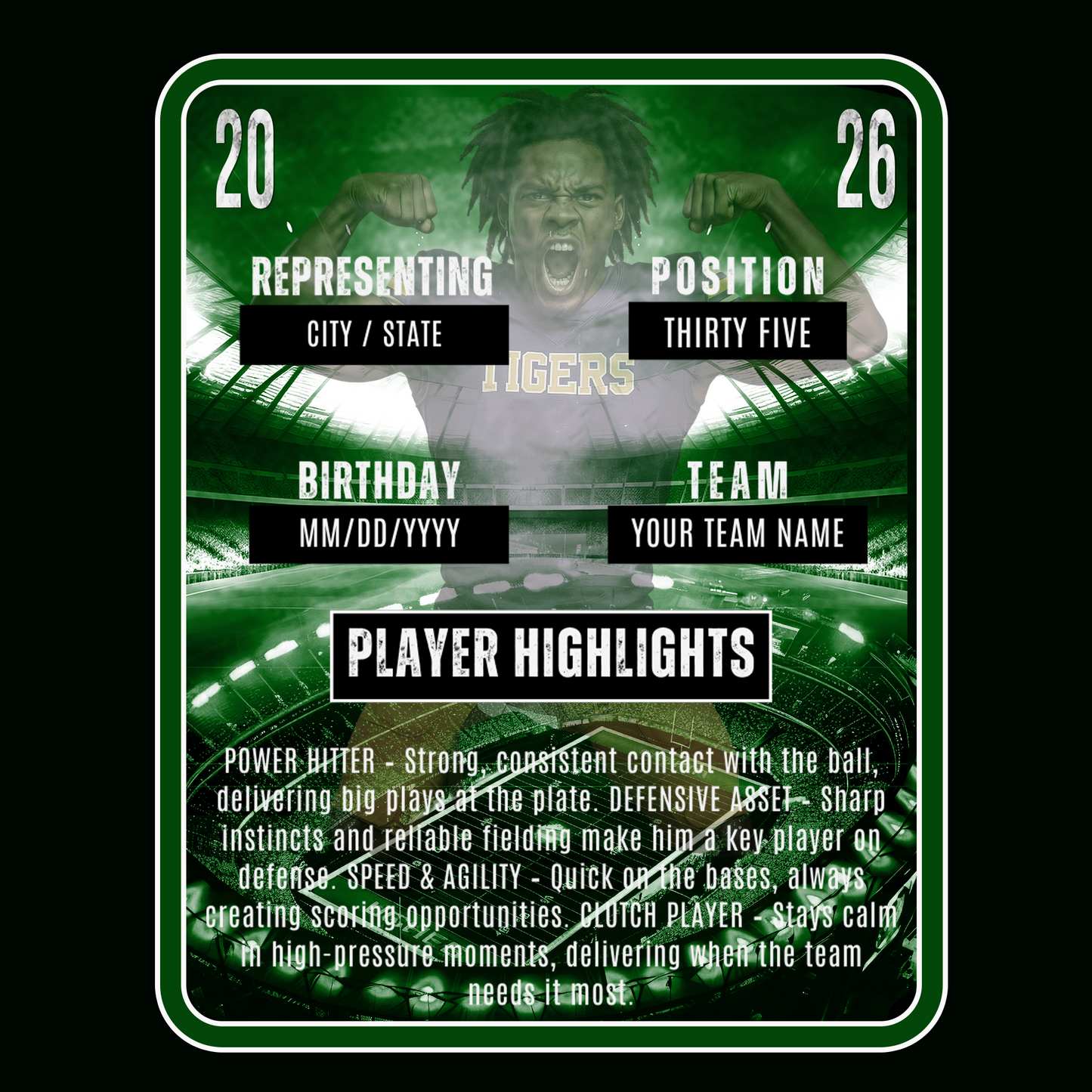PLAYER TRADING CARD TEMPLATE