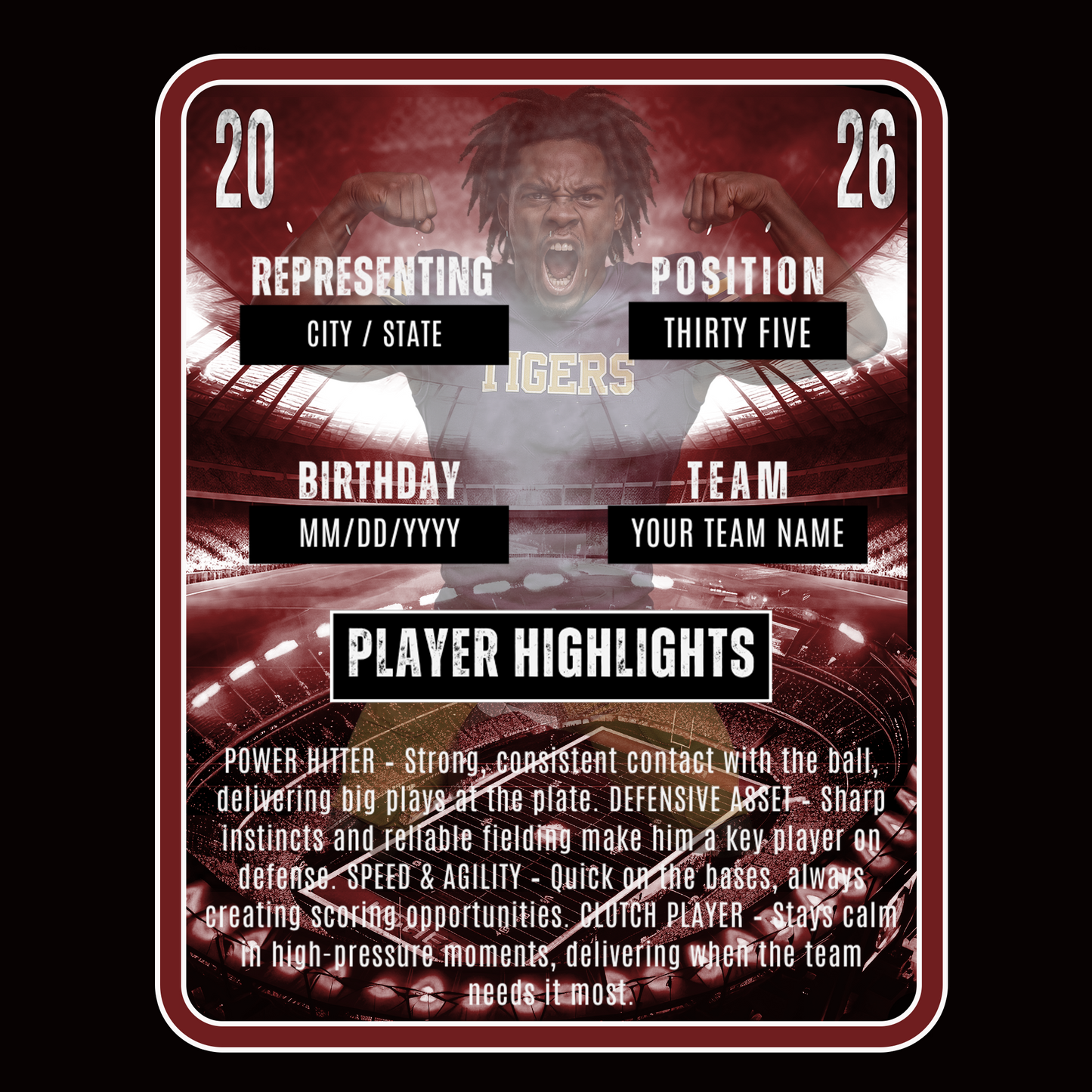 PLAYER TRADING CARD TEMPLATE