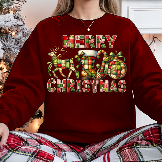 Faux quilted reindeer dtf