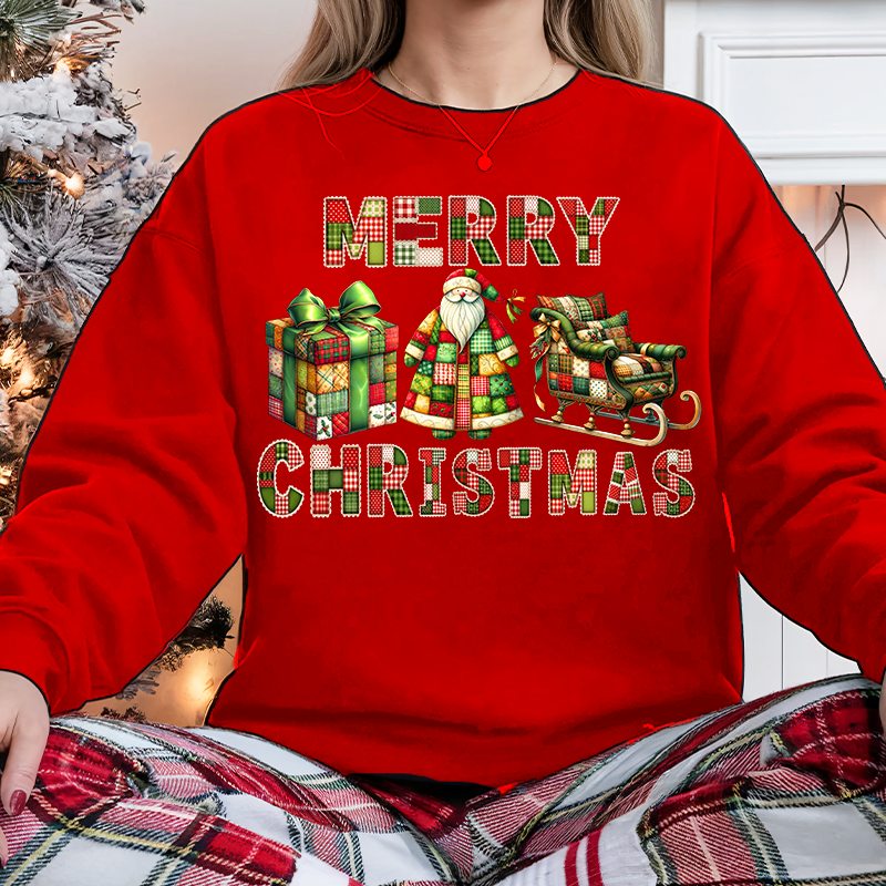 Faux quilted Santa's sleigh dtf