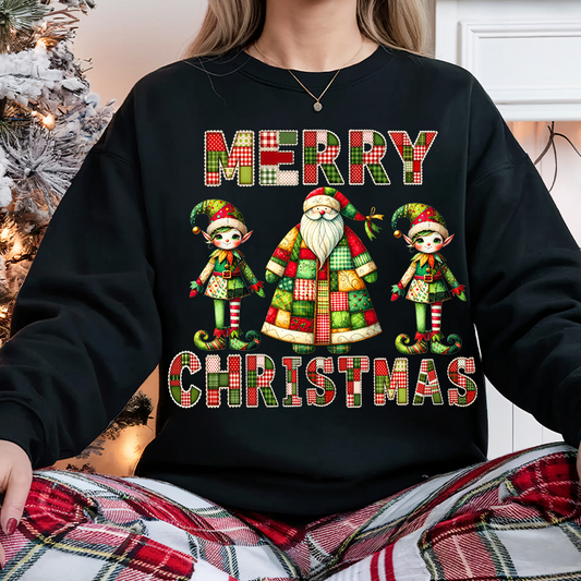 Faux quilted Santa elves